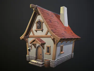  Stylized medieval house  Low-poly 3D model