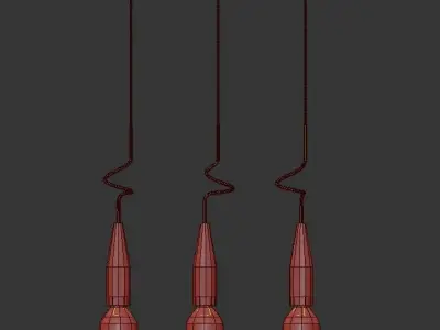 AKSUM three light fixtures hanging from gold chain 3D model