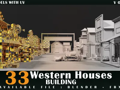 33 western houses building- kitbash- vol 01 3D model