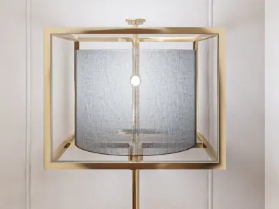 Abajur 3D model floor lamp with gold frame Free 3D model