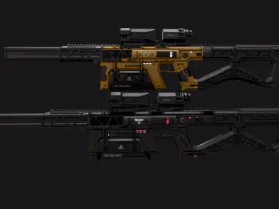 Sci-Fi Automatic Gun Low-poly 3D model