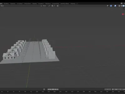 Stylized Suburban Street Scene in Blender Low-poly 3D model