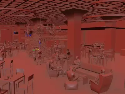 Modern Office Tower with Public Park and Lively Ground Floor 3D model