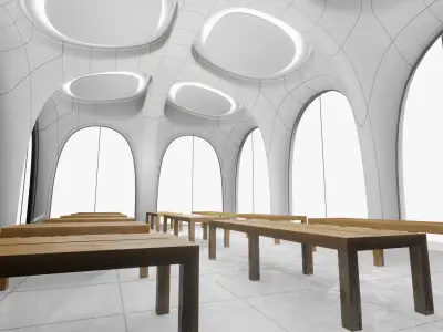 Modern stylish transparent store building 3D model