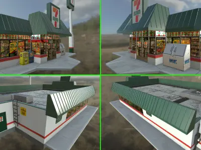 7-11 Convenience Store Exterior Model Low-poly 3D model