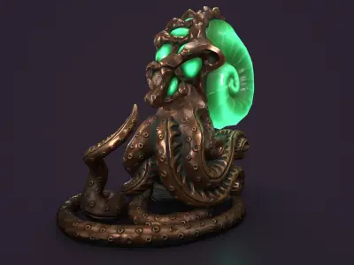 Ancient creature statue Low-poly 3D model