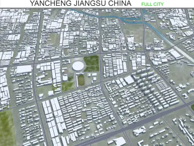 Yancheng Jiangsu China 150km AI Low-poly 3D model