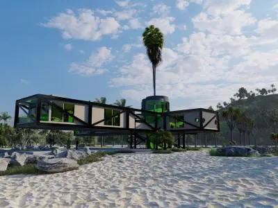 Casa Scene- Beach villa-Modern House 3D model 3