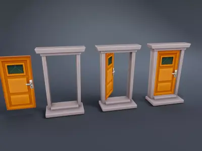 Stylized doors Low-poly 3D model