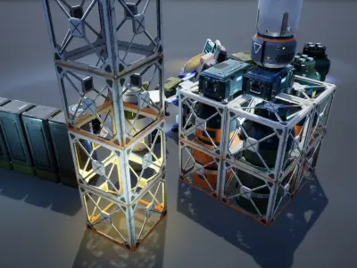 Sci-Fi Props Pack vol 2 Low-poly 3D model