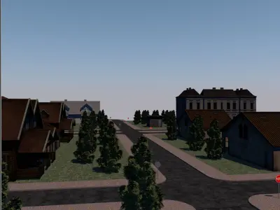 Scene street Low-poly 3D model