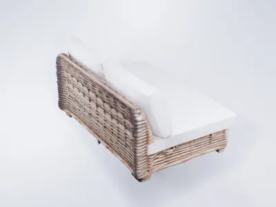 Stylized Low Poly Garden Loveseat  Outdoor 2-Seat Couch Model 3D model