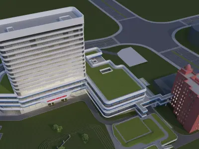 hospital building with 3D model