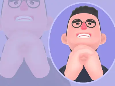 Stylized 3D Male Programmer Character - Hopeful Prayer Pose 3D model