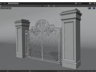 Medieval gate - game assets Low-poly 3D model