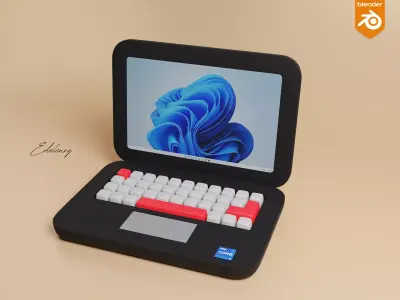 3D laptop cycles render 3D model