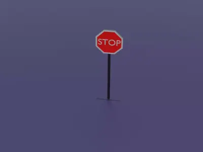 Low Poly Stop Sign City Builder Stylized Road Sign Asset Low-poly 3D model