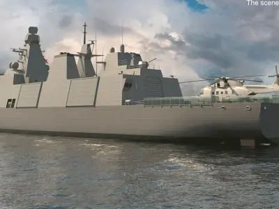  Naval Frigate with Transport Helicopter 