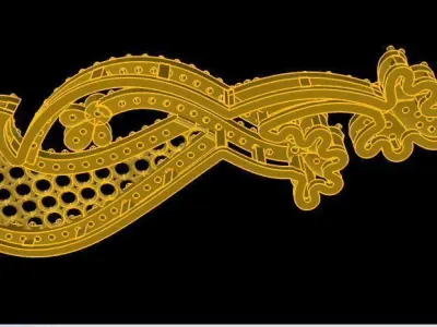 PENDANT gold and turquoise Free 3D print model