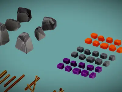 Village Stuff Pack Low-poly 3D model