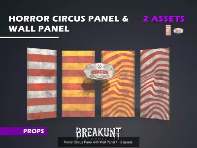Interior Horror Circus Panels - 19 assets 3D Model Pack
