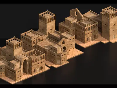 Ancient Babylon - Modular Adobe Architecture Kit- Mesopotamia Low-poly 3D model