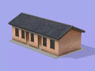 Self-built rural house Low-poly 3D model