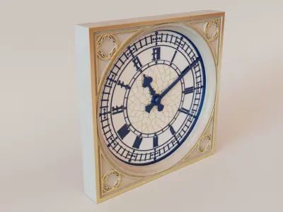 Gold Tower Clock 3D model