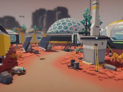 Low Poly Sci-Fi Planet Base Low-poly 3D model