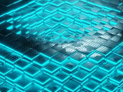 Animated Sci-Fi Industrial Metallic Tiles - Seamless Loop Low-poly 3D model