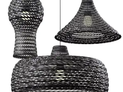 Black Rattan Pendant Light 01 by La Vie 3D model