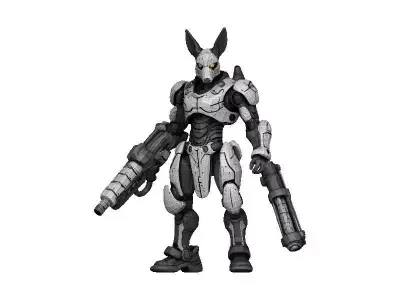 Doberman Cyborg Low-poly 3D model