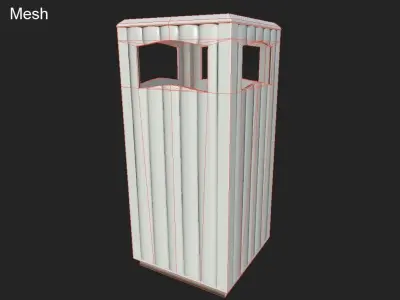 Square Trashcan Low-poly 3D model