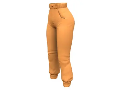 Sunny Brown Elastic High Waist Holiday Pants Low-poly 3D model