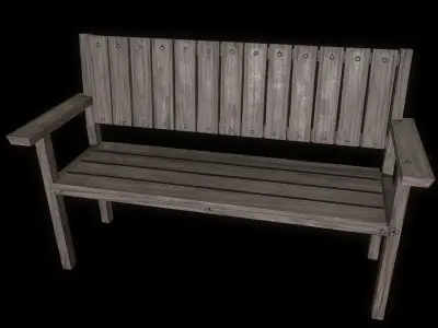 Bench trees low poly 6 texture options and high poly Low-poly 3D model
