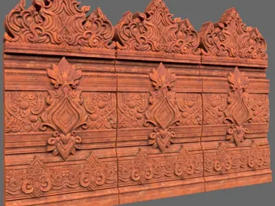 Asia Temple Walls Modular - 231002 3D model