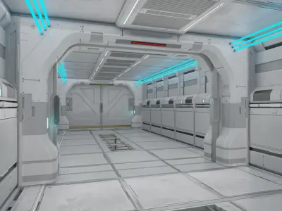 Sci-Fi Corridor 3D model 5