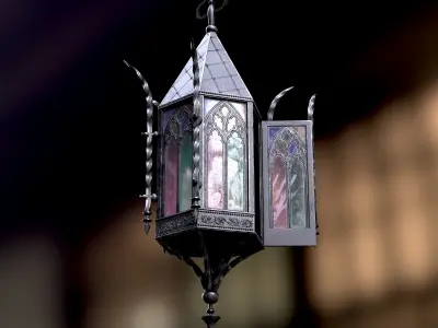 Gothic Street Lantern Low-poly 3D model