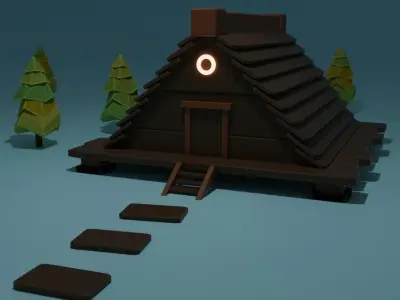 3d low poly cartoon house model Free 3D model