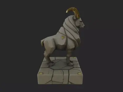Stylized Goat Statue  Low-poly 3D model