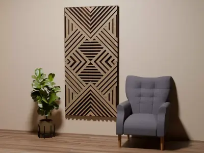 Wood Slats Geometric Abstract Wall Art Free low-poly 3D model