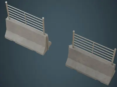 Concrete Barrier 2B Low-poly 3D model