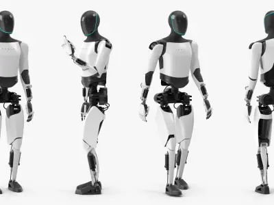  Tesla Optimus Gen 2 Humanoid Robot White Rigged 
