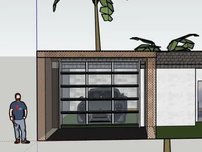 modern house with cars 3D print model