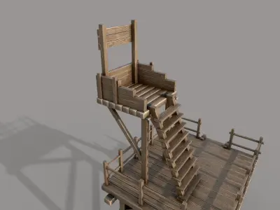 Wooden Watch Tower Low-poly 3D model