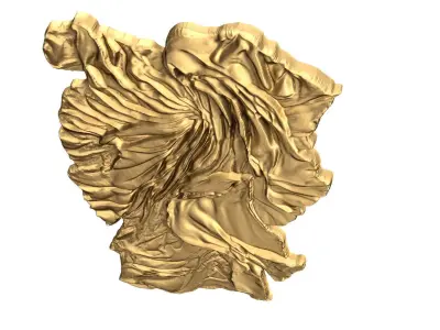 Golden Flowing Fabric decor set wall mural 3D Model for CNC  3D print model
