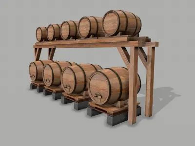 Wine Cellar PBR  Low-poly 3D model