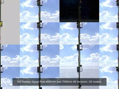 KS Railway Signal Post 4500mm and 7000mm All Versions 3D Model Pack