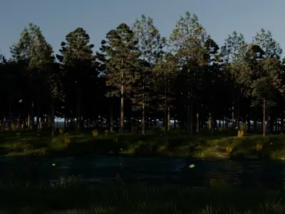 Lake in the forest 3D model