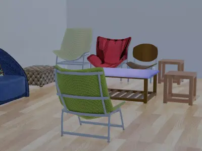 set of nice indoor chairs 3D model